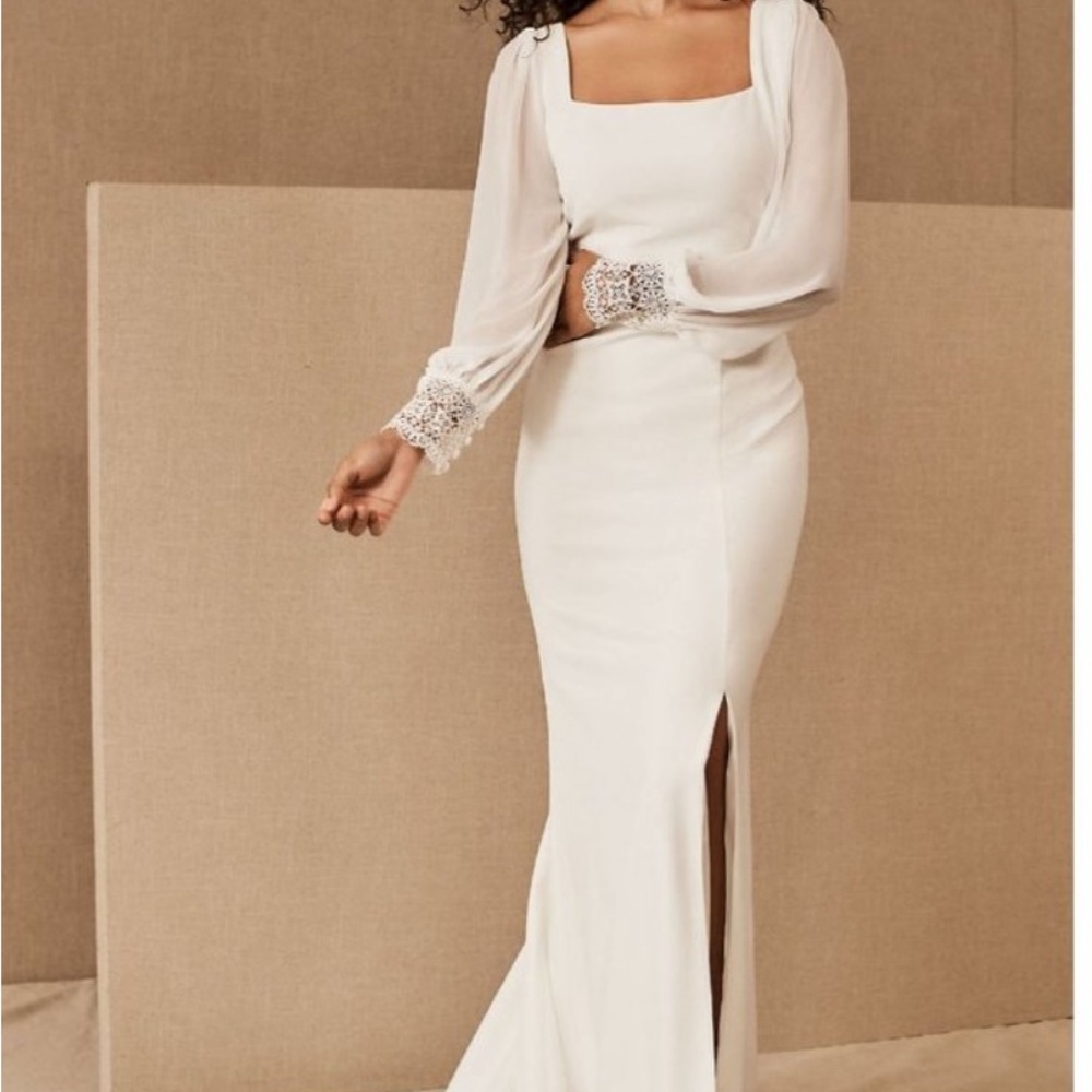 BHLDN Jenny Yoo Myla Elegant White Long Sleeve Bridal Wedding Dress